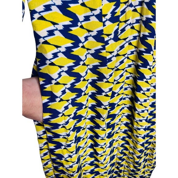 Anthropologie Maeve Dress Size 4 Mirabilis Kimono Sleeve Yellow Blue Geometric - Picture 8 of 16